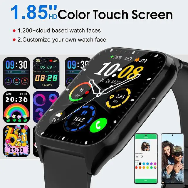Alt view image 2 of 7 - Smart Watch for Men Women (Answer/Make Calls), 1.85" HD Fitness Smartwatch