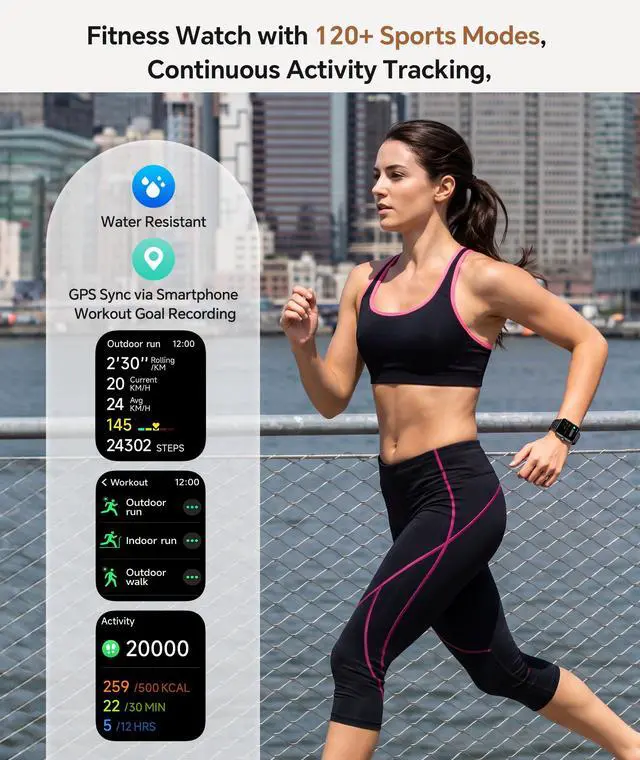 Alt view image 4 of 7 - Smart Watches for Women/Men, 2 Bands, Compatible for Android iPhone