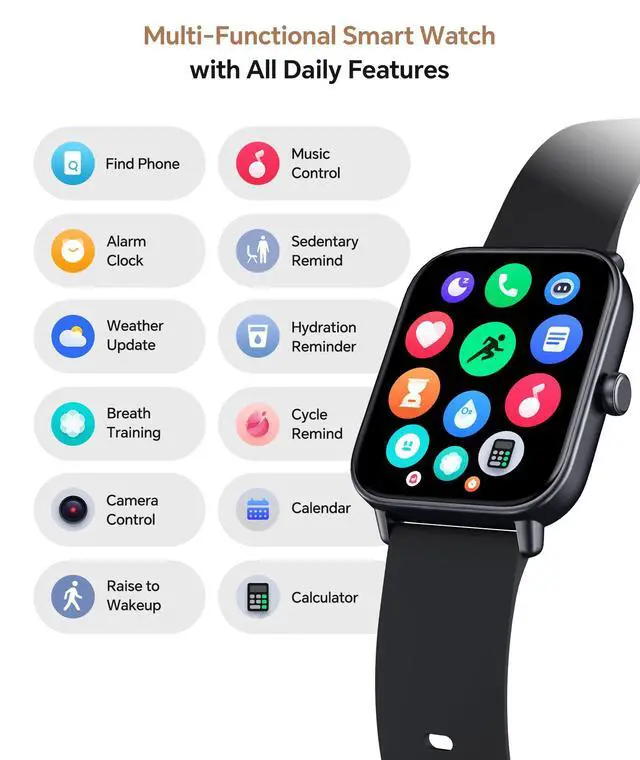 Alt view image 6 of 7 - Smart Watches for Women/Men, 2 Bands, Compatible for Android iPhone