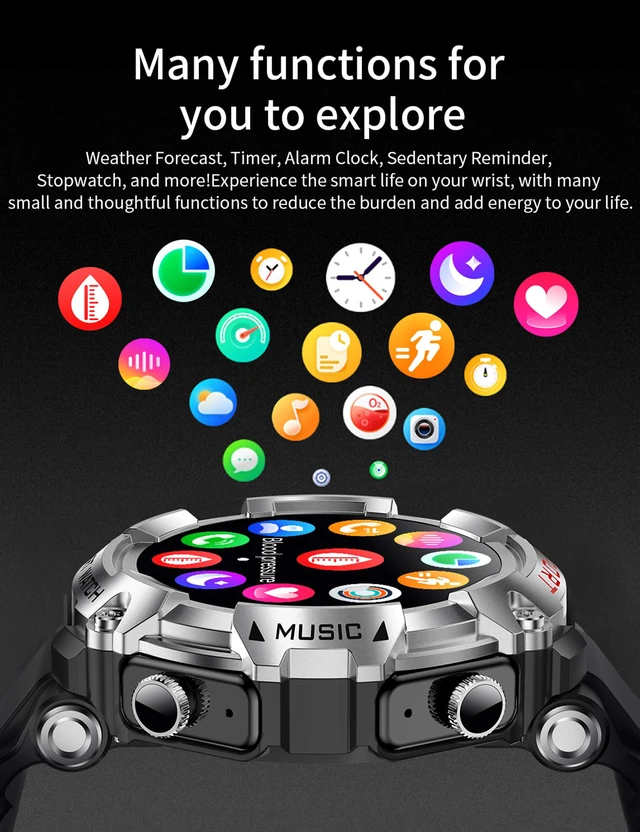 Alt view image 7 of 7 - Smart Watch with Earbuds for Men, Smart Watches for Android Phones, Bluetooth Calling can Answer and Make Calls, Military Resistant Fitness, Sports Fitness Tracker with Step,Heart Rate
