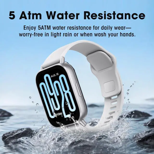 Alt view image 4 of 7 - Redmi 5 Active Smart Watch, Step Counter Sport Watch for Women Men with 2" LCD Large Display, 140 Sports Modes, 5ATM Waterproof (Active-Matte Silver)