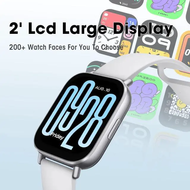 Alt view image 7 of 7 - Redmi 5 Active Smart Watch, Step Counter Sport Watch for Women Men with 2" LCD Large Display, 140 Sports Modes, 5ATM Waterproof (Active-Matte Silver)