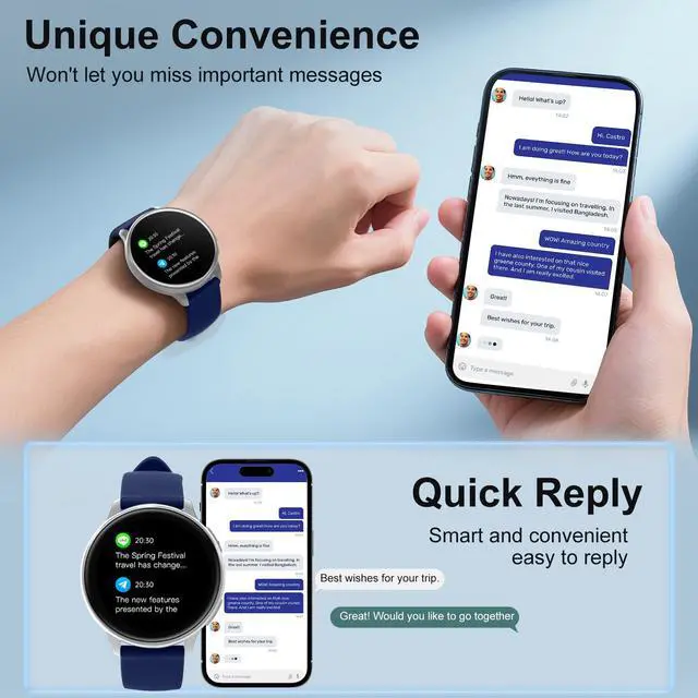Alt view image 4 of 7 - Smart Watch for Men Women Fitness Tracker with 100+ Sport Modes,Activity Trackers for iOS/Android Waterproof/Heart Rate/Sleep/Steps Monitor/Pedometer Monitor Monitor (Silver+Blue)