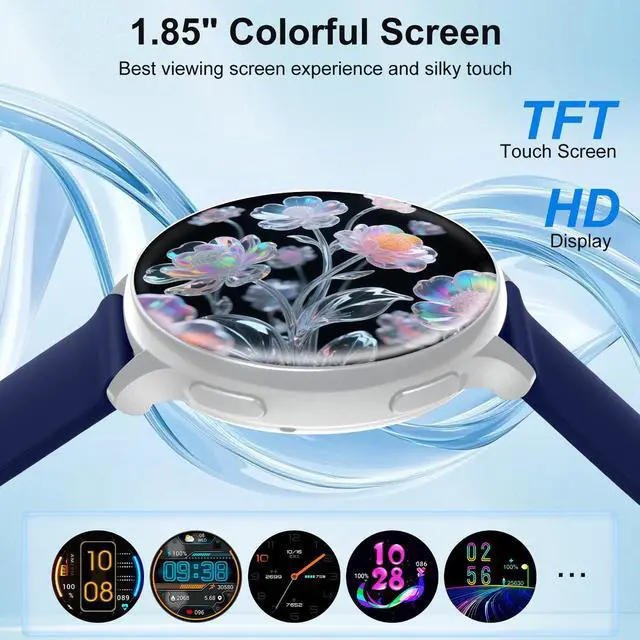 Alt view image 7 of 7 - Smart Watch for Men Women Fitness Tracker with 100+ Sport Modes,Activity Trackers for iOS/Android Waterproof/Heart Rate/Sleep/Steps Monitor/Pedometer Monitor Monitor (Silver+Blue)