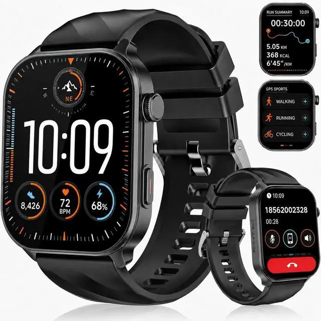 Main image of Smart Watch for Men, GPS, 2.01" HD Fitness Watch Black