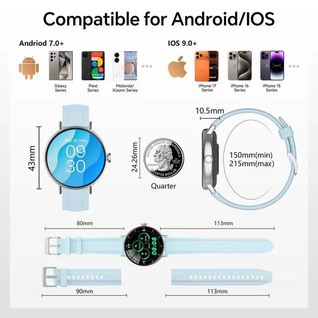 Alt view image 7 of 7 - Smart Watches for Men Women,1.57" Screen,Answer/Make Calls, 2 Straps