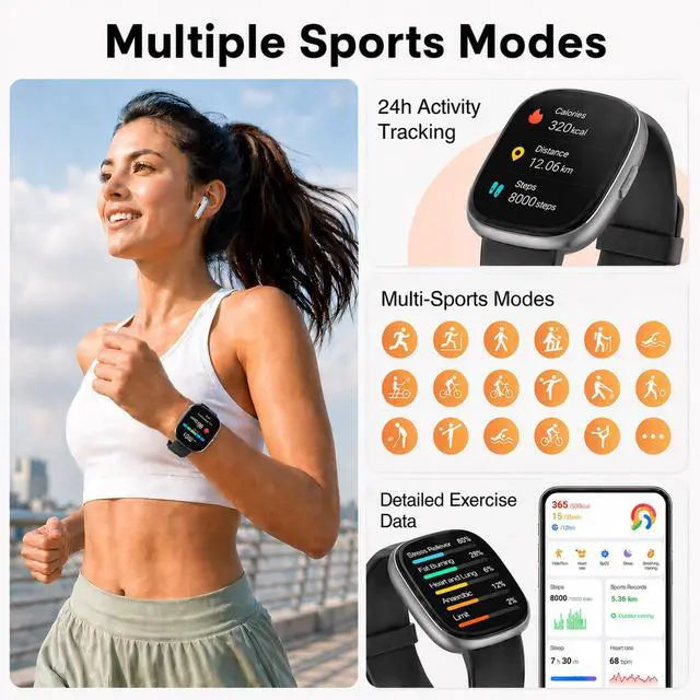 Alt view image 3 of 7 - Bluetooth Calling Smart Watch, 1.83" Display, Step Counter Tracker