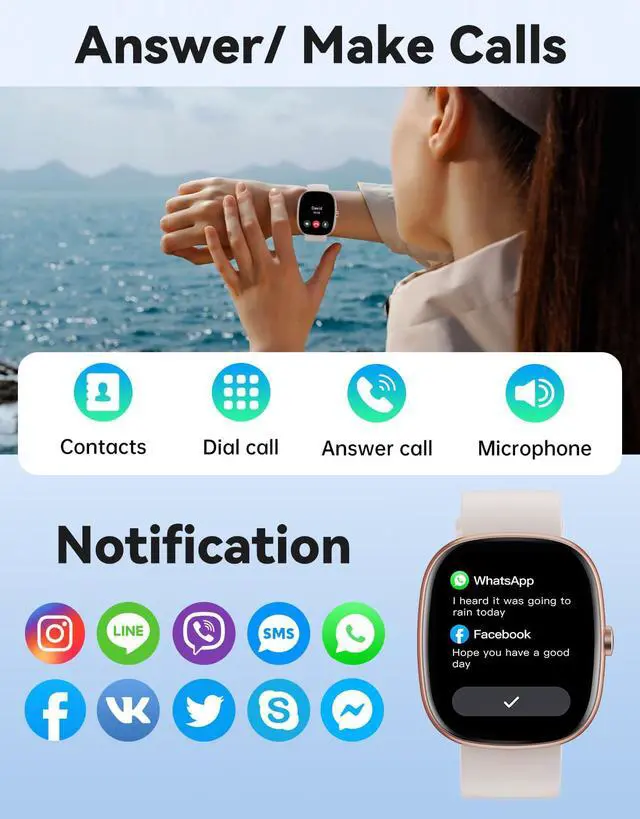 Alt view image 3 of 7 - Smart Watches for Women Men, Answer/Make Calls Notifications, 1.85" Smartwatch Compatible with iPhone/Android Phones, Fitness Watch with Heart Rate/Sleep Monitor Pedometer for Walking Running (Gray)