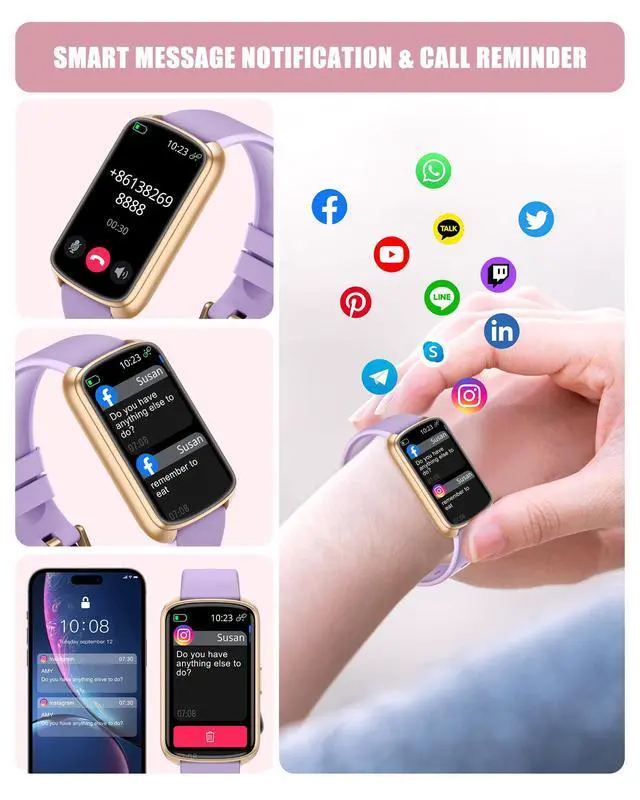 Alt view image 2 of 7 - Fitness Tracker, Smart Watch for Women Men with 24/7 Heart Rate/Blood Pressure/Blood Oxygen Monitor,Sleep Tracker,Step & Calorie Counter, IP68 Waterproof Fitness Watches Compatible with Android&iPhone