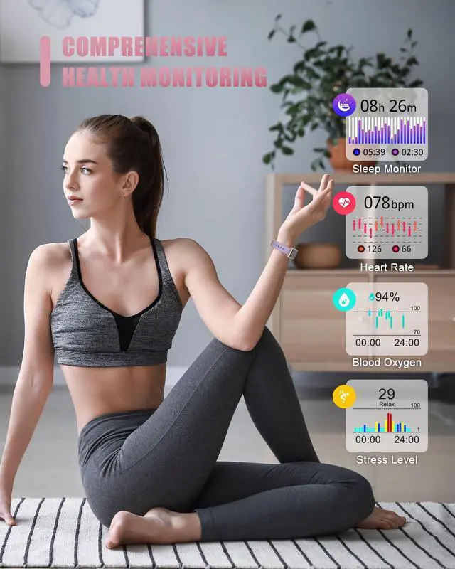 Alt view image 3 of 7 - Fitness Tracker, Smart Watch for Women Men with 24/7 Heart Rate/Blood Pressure/Blood Oxygen Monitor,Sleep Tracker,Step & Calorie Counter, IP68 Waterproof Fitness Watches Compatible with Android&iPhone