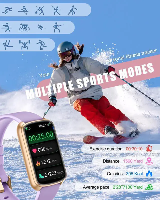 Alt view image 4 of 7 - Fitness Tracker, Smart Watch for Women Men with 24/7 Heart Rate/Blood Pressure/Blood Oxygen Monitor,Sleep Tracker,Step & Calorie Counter, IP68 Waterproof Fitness Watches Compatible with Android&iPhone