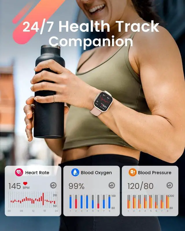 Alt view image 2 of 7 - Smart Watch for Women Men Fitness: Smart Watch ,Fitness Tracker, 2 Bands