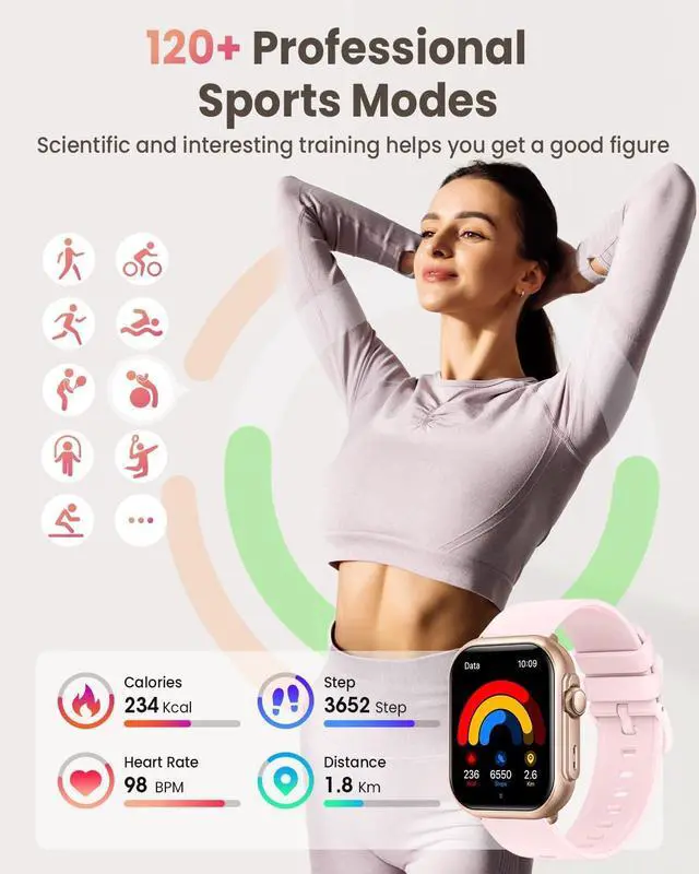 Alt view image 3 of 7 - Smart Watch for Women Men Fitness: Smart Watch ,Fitness Tracker, 2 Bands