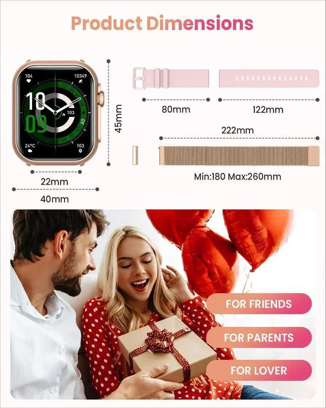 Alt view image 7 of 7 - Smart Watch for Women Men Fitness: Smart Watch ,Fitness Tracker, 2 Bands