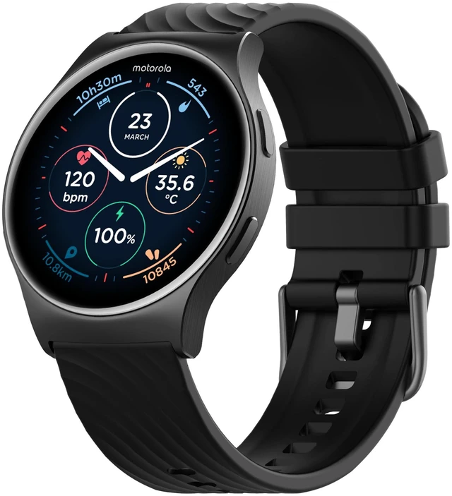 Main image of Moto Watch 120 - Premium Bluetooth Smartwatch with AMOLED Display, 10-Day Battery, Heart Rate & SpO2 Tracking, Fitness & Health Monitoring, Compatible with Android and iPhone - Phantom Black