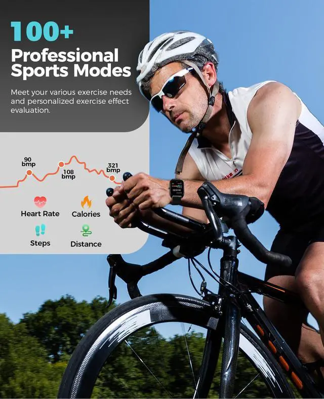 Alt view image 5 of 6 - Smart Watches for Women Men,Smart Fitness Tracker (Answer/Make Calls), 110+ Sport Modes with Step Counter/Sleep Monitor, IP68 Waterproof, Fitness Watch for iOS Android,Black