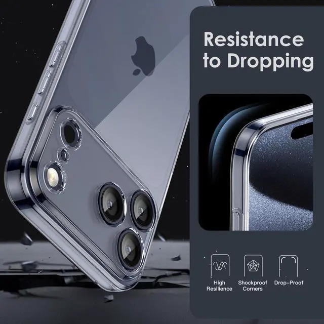 Alt view image 5 of 7 - Clear TPU Case for iPhone 17 Pro Max with Camera Protection, Ultra Slim, Shockproof, Anti-Yellowing, Scratch-Resistant, Wireless Charging Compatible, Enhanced Grip (for iPhone 17 Pro Max)
