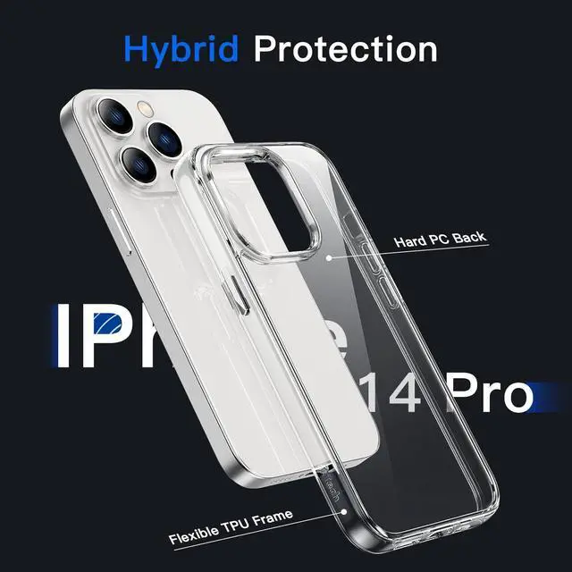 Alt view image 3 of 6 - Case for iPhone 14 Pro, Anti-Yellowing, Clear