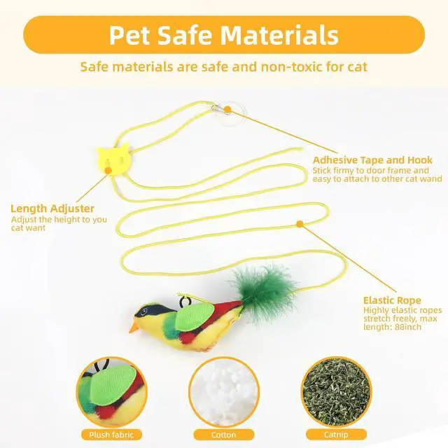 Alt view image 3 of 7 - Interactive Hanging Cat Toy Bird with Catnip Feather, Door Cat Toy
