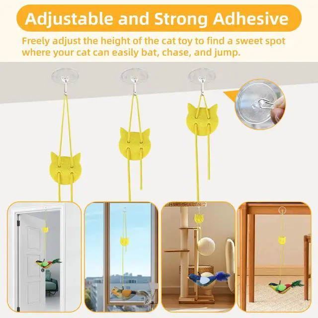 Alt view image 4 of 7 - Interactive Hanging Cat Toy Bird with Catnip Feather, Door Cat Toy