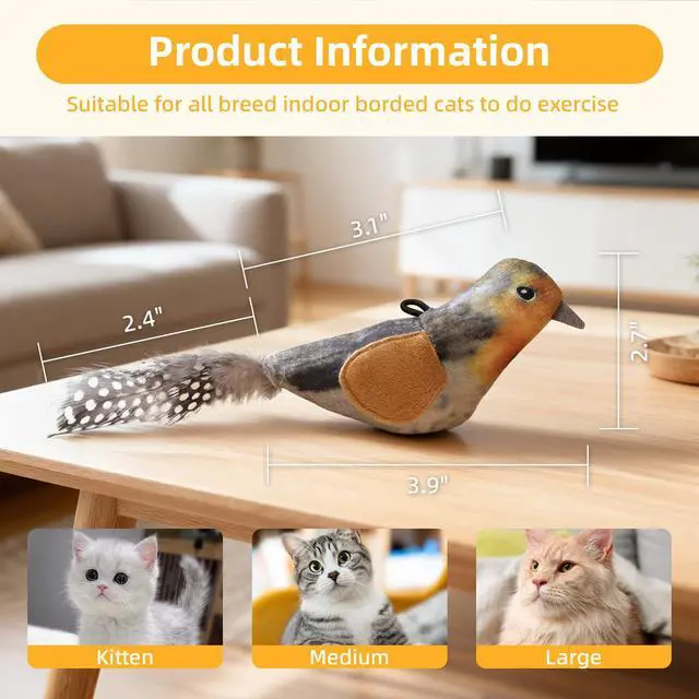Alt view image 7 of 7 - Interactive Hanging Cat Toy Bird with Catnip Feather, Door Cat Toy