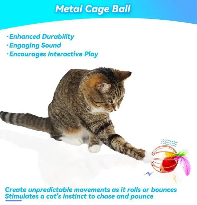 Alt view image 6 of 7 - Cat Toys 6 Packs Cat Ball Toys for Indoor Cats and Kittens, Metal Cage Balls with Mice & Bells, Interactive Cat Toys Bell Balls, Mouse Toys, Kitten Toys Promote Physical Exercise