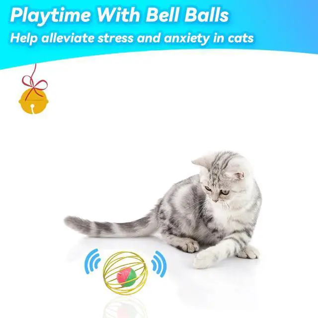 Alt view image 5 of 7 - Cat Toys 6 Packs Cat Ball Toys for Indoor Cats and Kittens, Metal Cage Balls with Mice & Bells, Interactive Cat Toys Bell Balls, Mouse Toys, Kitten Toys Promote Physical Exercise