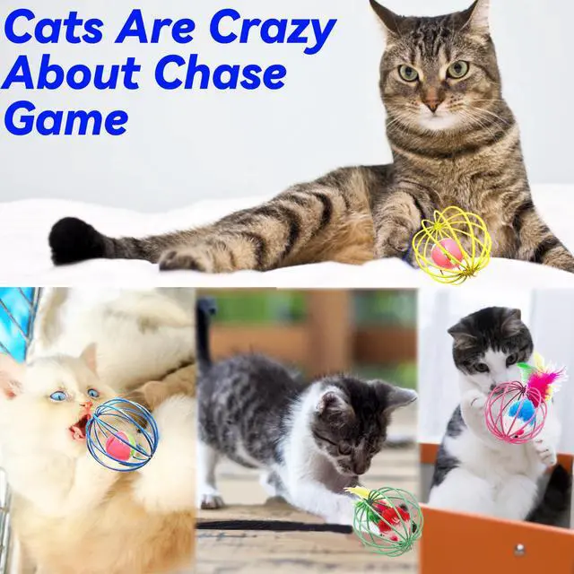 Alt view image 7 of 7 - Cat Toys 6 Packs Cat Ball Toys for Indoor Cats and Kittens, Metal Cage Balls with Mice & Bells, Interactive Cat Toys Bell Balls, Mouse Toys, Kitten Toys Promote Physical Exercise