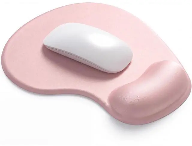 Main image of Ergonomic Mouse Pad with Wrist Rest Support, Gel Mouse Pads with Non-Slip PU Base, Pain Relief Memory Foam Computer Mat, Cute Office Supplies Desk Decro Accessories, Pink