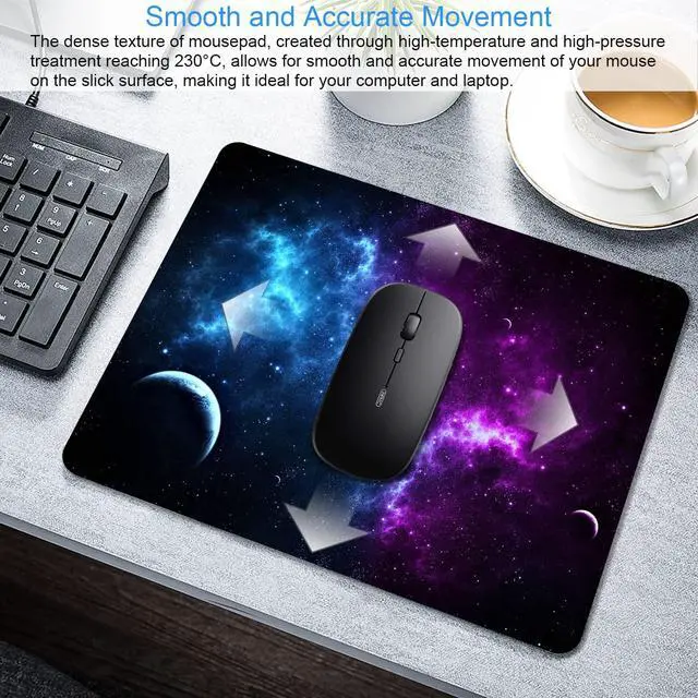 Alt view image 2 of 4 - Galaxy Mouse Pad 9.5x7.9 inch, Blue Purple Nebula Space Design, Non-Slip Rubber Base, Washable Office Computer Pad for Desktop Laptop, Sci-Fi Gamer Decor