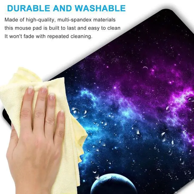 Alt view image 4 of 4 - Galaxy Mouse Pad 9.5x7.9 inch, Blue Purple Nebula Space Design, Non-Slip Rubber Base, Washable Office Computer Pad for Desktop Laptop, Sci-Fi Gamer Decor