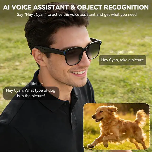 Alt view image 3 of 7 - AI Smart Glasses with Camera,8MP Camera Glasses,1080P Anti-Shake Video Recording Glasses, Real Time Translation,AI Voice Assistant,Object Recognition,Bluetooth Sunglasses for Men Women (Photochromic)