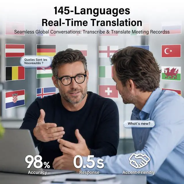 Alt view image 4 of 7 - AI Smart Glasses, Photochromic Lenses, Bluetooth Translation Glasses