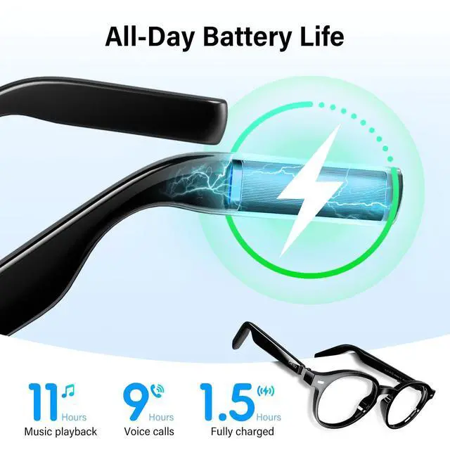 Alt view image 7 of 7 - AI Smart Glasses, Photochromic Lenses, Bluetooth Translation Glasses
