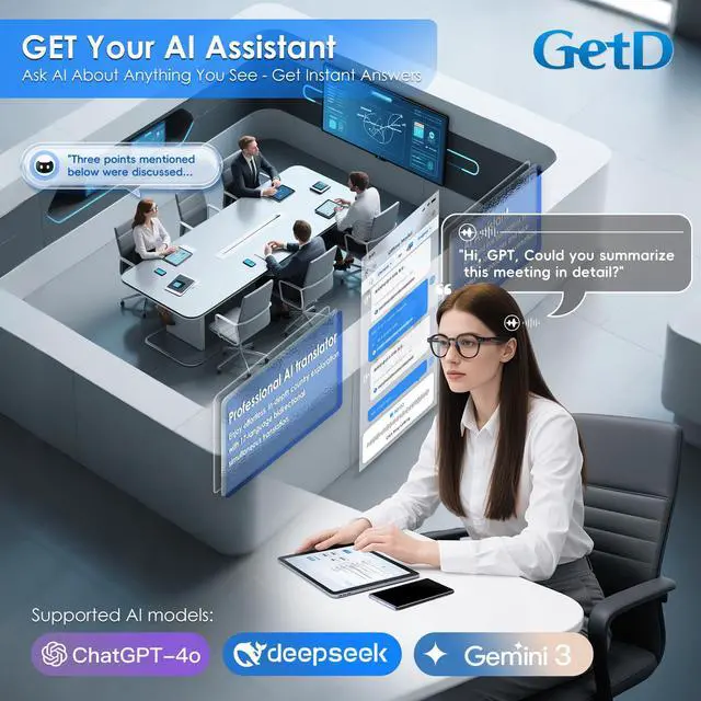 Alt view image 3 of 7 - AI Smart Glasses, Photochromic Lenses, Bluetooth Translation Glasses