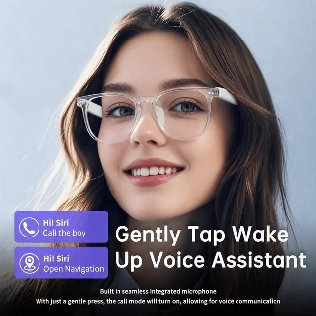 Alt view image 6 of 7 - Smart Glasses for Women, Bluetooth Glasses with Transparent Frame