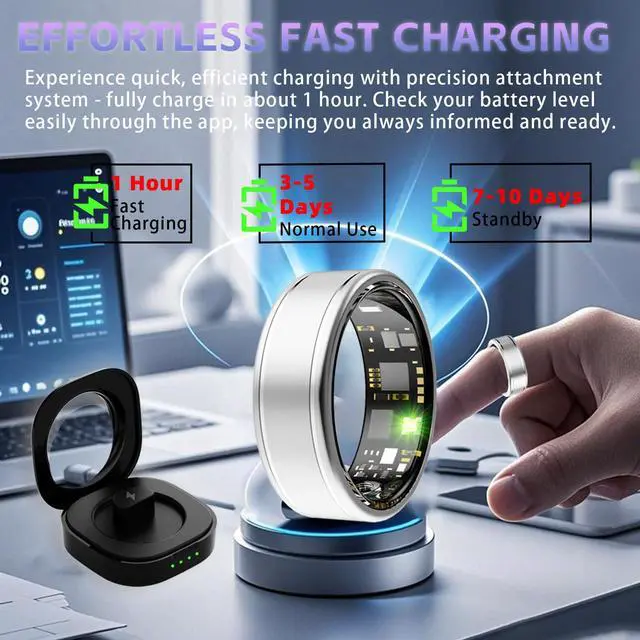 Alt view image 6 of 7 - Smart Ring for Women Fitness Tracker Ring with Silver 11