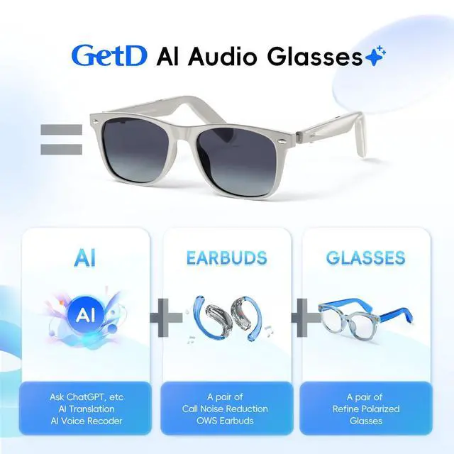 Alt view image 2 of 7 - AI Glasses, Smart Glasses Powered by ChatGPT, Real-Time AI Translation