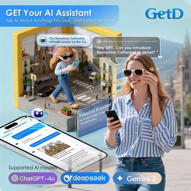 Alt view image 4 of 7 - AI Glasses, Smart Glasses Powered by ChatGPT, Real-Time AI Translation