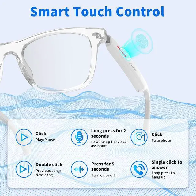 Alt view image 4 of 7 - Smart Bluetooth Glasses