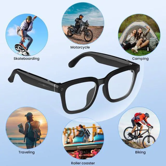 Alt view image 6 of 7 - Smart Glasses Smartglasses Ai-Glasses Outdoor Recording Translation Bluetooth Sunglasses UV Protection 8MP HD SmartGlasses with Anti-Shake, Voice, Calling, Waterproof (Anti-Bluelight Lenses)