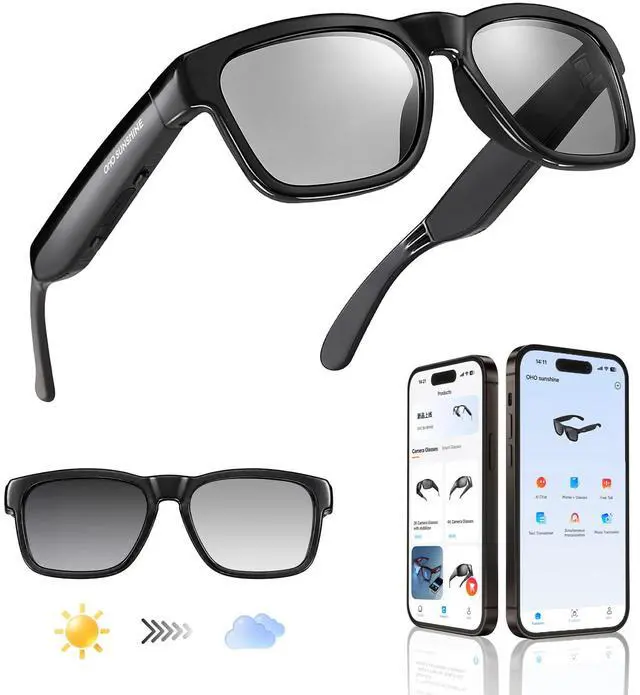 Main image of AI Glasses, Bluetooth Audio Sunglasses with 10H Playtime, ChatGPT Translation & Water Resistant Open Ear Glasses