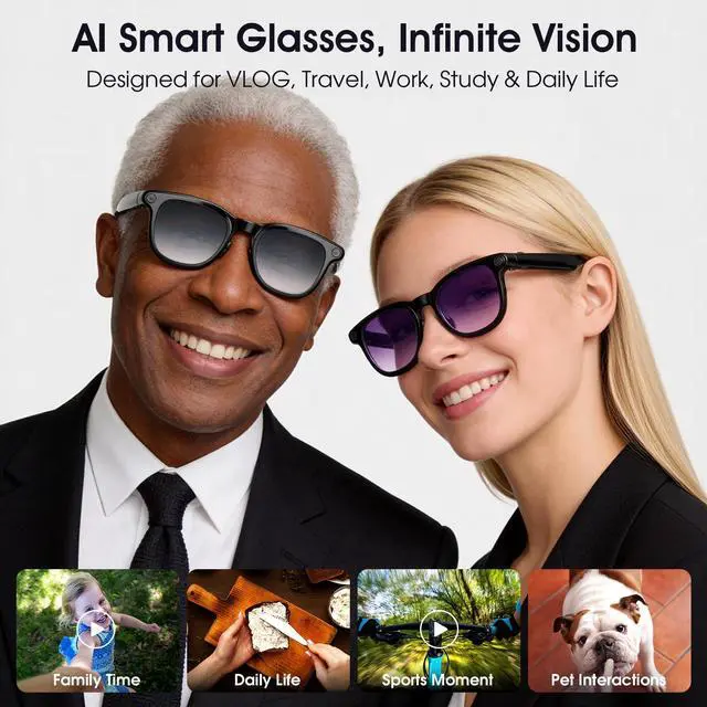 Alt view image 2 of 7 - AI Smart Glasses with Camera, 4K Video Recording Camera Glasses for Travel