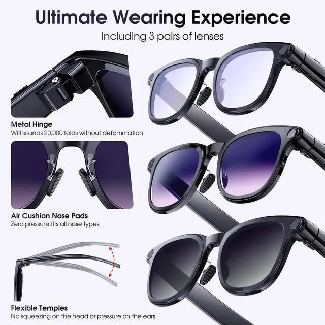 Alt view image 6 of 7 - AI Smart Glasses with Camera, 4K Video Recording Camera Glasses for Travel