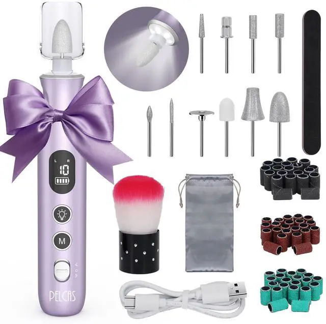 Main image of Electric Nail Drills, 10 Speeds Cordless Nail File with LED Light