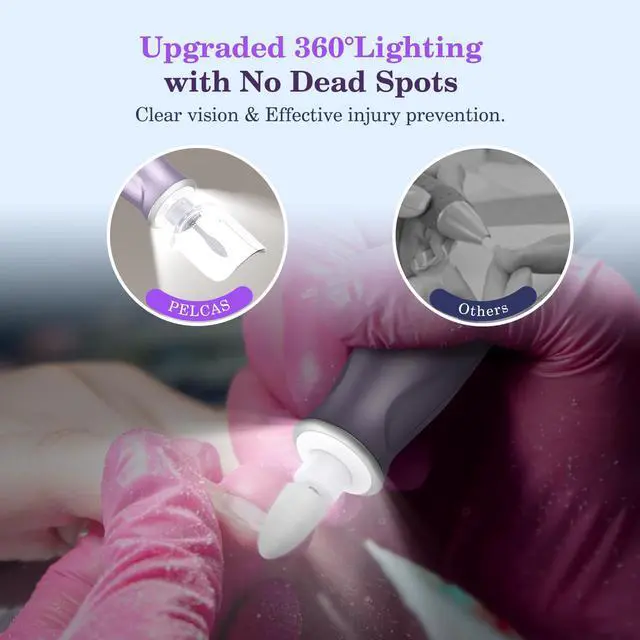 Alt view image 4 of 7 - Electric Nail Drills, 10 Speeds Cordless Nail File with LED Light