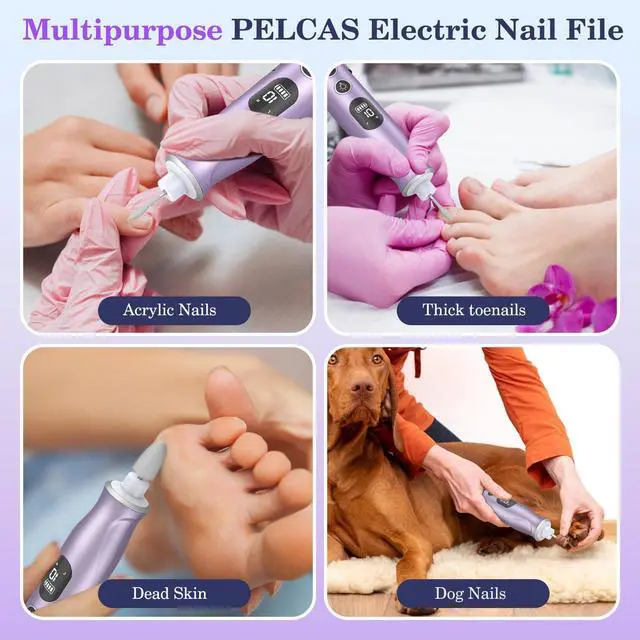 Alt view image 6 of 7 - Electric Nail Drills, 10 Speeds Cordless Nail File with LED Light