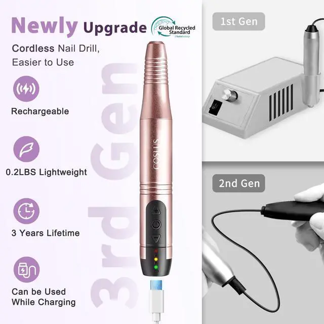 Alt view image 2 of 7 - C20 Cordless Nail Drill Electric File: Portable All-in-One Kit