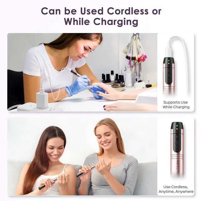 Alt view image 5 of 7 - C20 Cordless Nail Drill Electric File: Portable All-in-One Kit