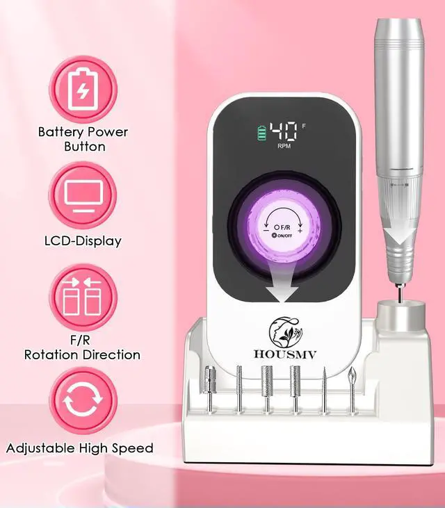 Alt view image 2 of 7 - Portable Nail Drill Electric File: Professional Rechargeable E-File Machine